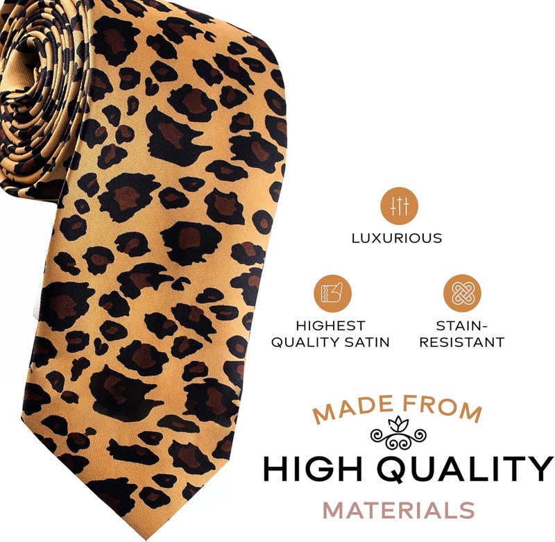 Man of Men Leopard Print Tie Stylish Animal Pattern Necktie for Formal, Casual, and Office Wear for Men - - Image 2